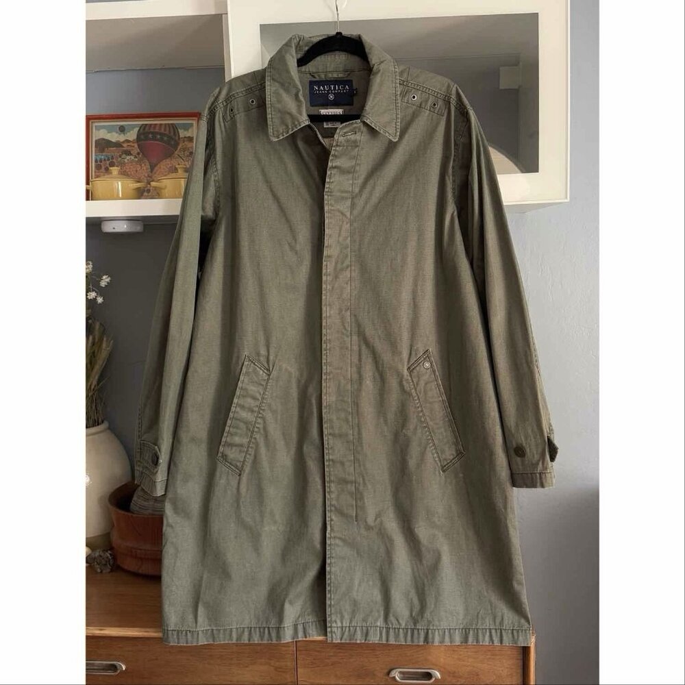 Vintage Nautica Civvies Waxed Coated Jacket Field Chore Barn Water Resistant